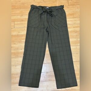 Women’s Olive Green Checkered Dress Pants